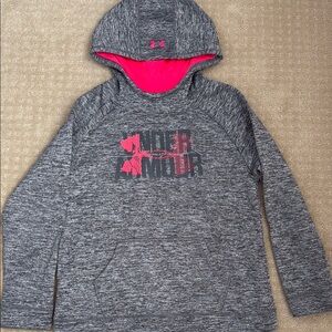 Under Armour Heathered Gray Hoodie with Pink Logo